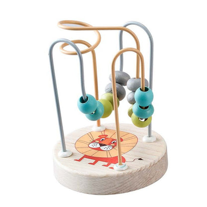 Small lion bead maze toy for kids, promoting motor skills and imagination at home.