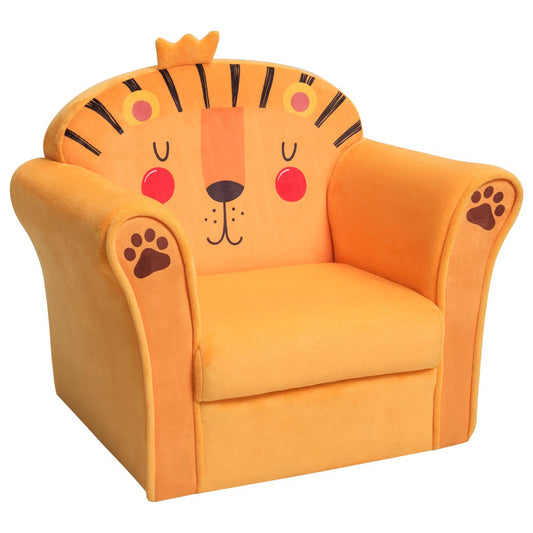 Kids Armchair with Lion Pattern: Cozy Wooden Frame for Baby's Space