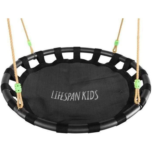 Lifespan Kids Lynx Metal Nest Swing Set with Glider for outdoor fun and play.