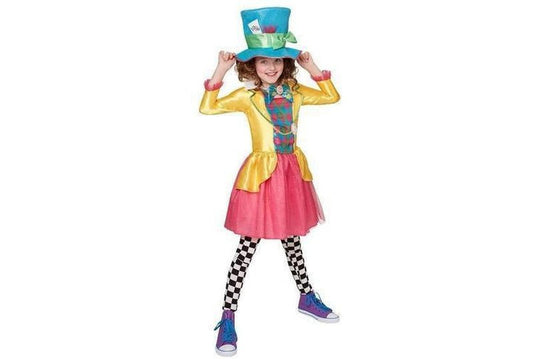 Disney Mad Hatter Girls Costume for imaginative play | Deluxe Alice in Wonderland theme.