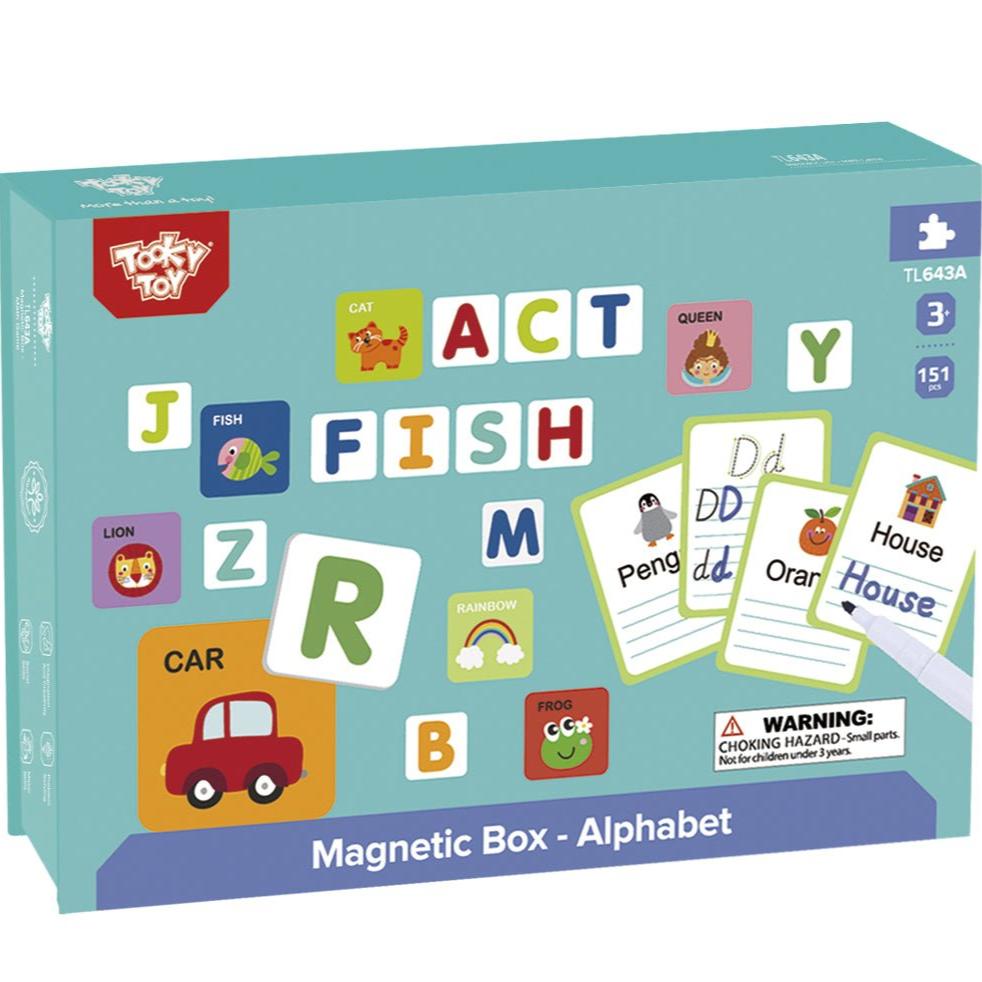 Colorful magnetic alphabet set for interactive learning, perfect for kids educational playtime.