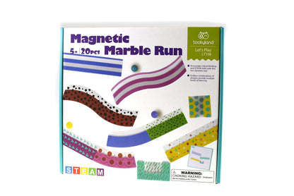 Colorful magnetic marble run toy for kids, encourages creative play and STEM learning at home.