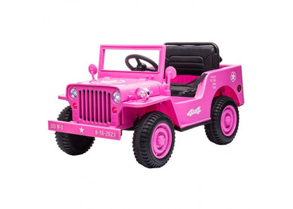 Pink Major 12v Electric Ride On Jeep for kids, ideal for backyard playtime fun.