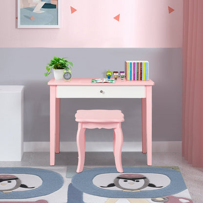 Kids Makeup Table Set with Tri-Fold Mirror - Enchanting Bedroom Escape