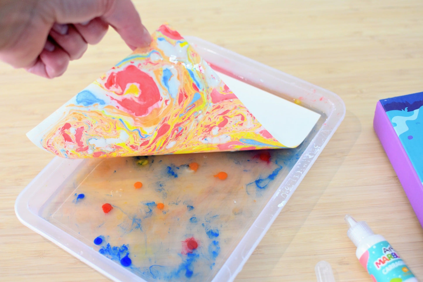 6-color marbling paint kit for kids crafts, promotes creativity and mess-free fun at home.