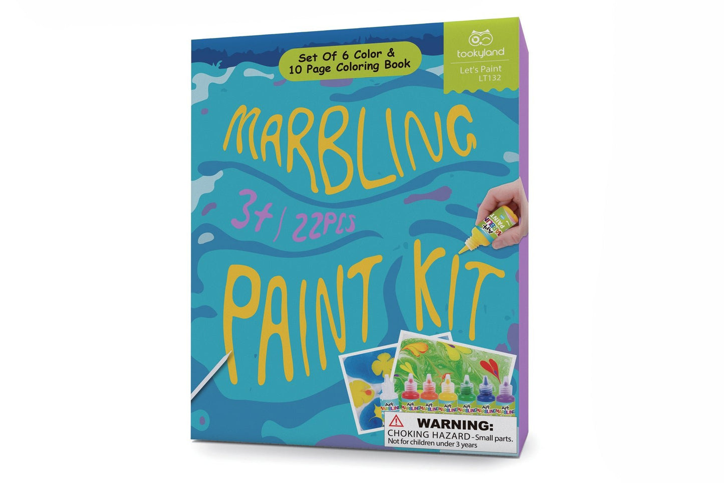 Colorful marbling paint kit for kids crafts, with 6 vibrant colors for creative home projects.