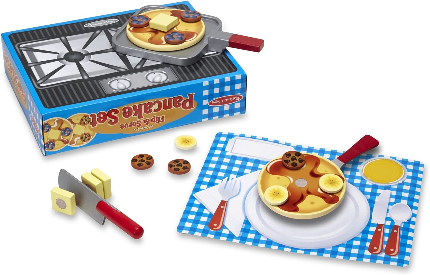 Melissa and Doug Wooden Pancake Play Set for kids imaginative home cooking adventures.