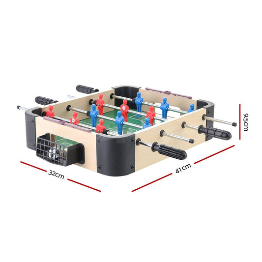 Portable mini foosball table for kids home parties, compact and fun tabletop game.