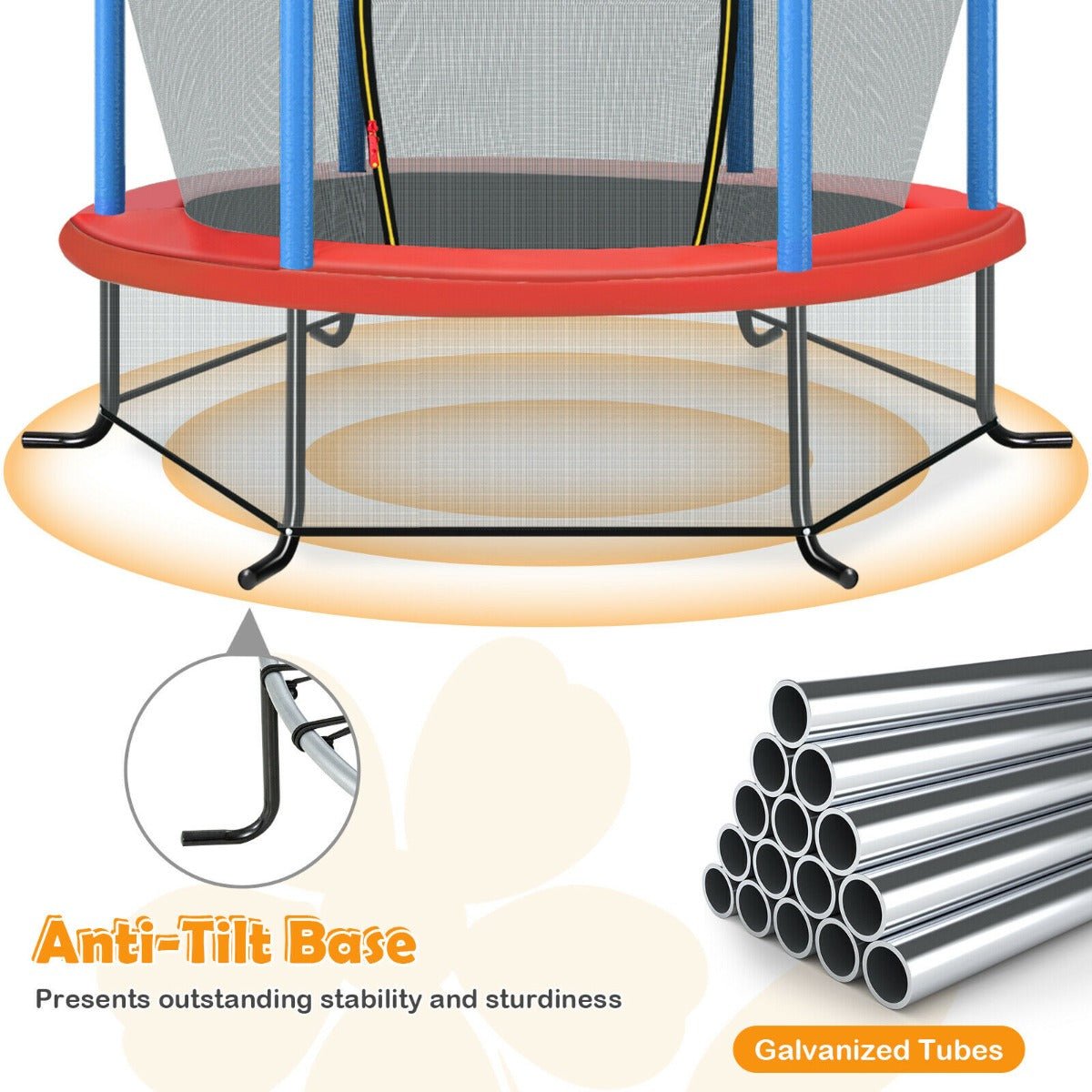 Jumping Joy: Blue Mini Trampoline with Enclosure Net for Play