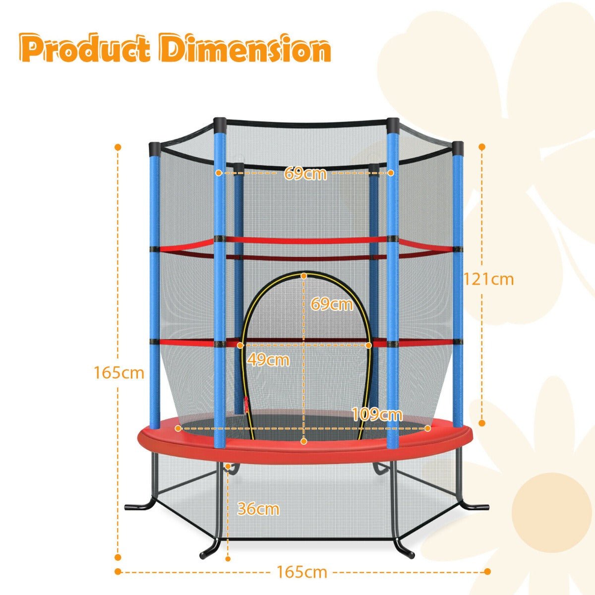 Active Adventure: Mini Trampoline with Blue Enclosure Net for Kids