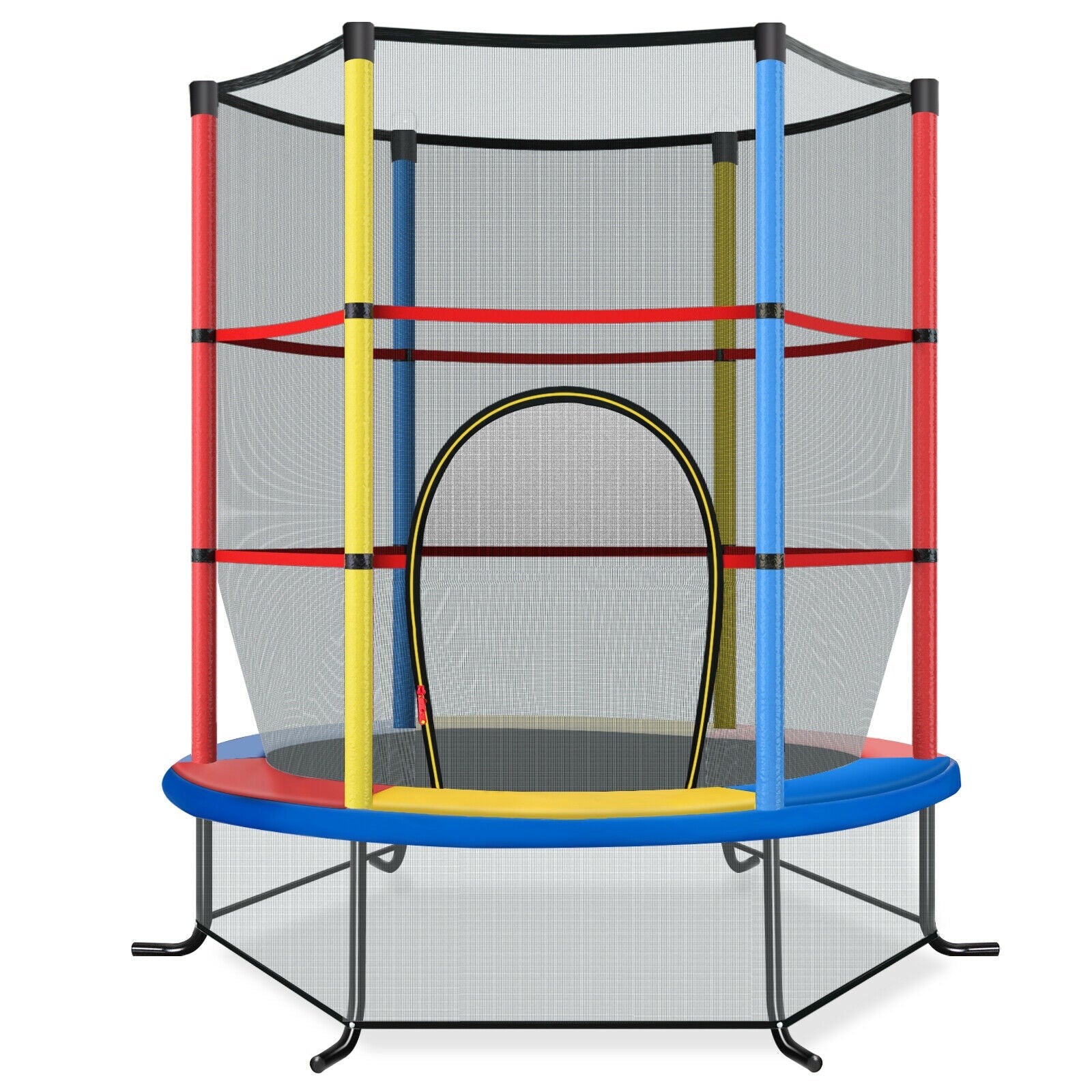 Jumping Excitement: Multi Colour Mini Trampoline with Enclosure Net