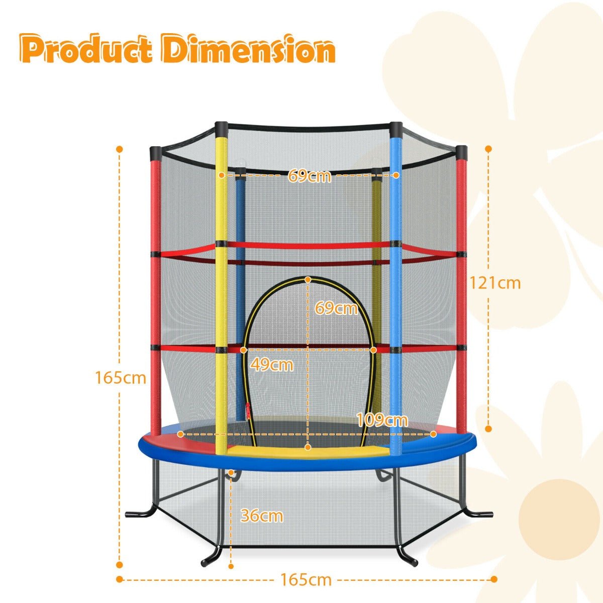 Active Playtime: Mini Trampoline with Multi Colour Enclosure Net for Kids