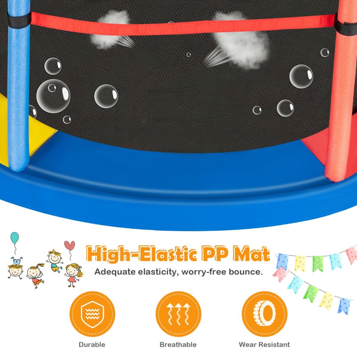 Exciting Play: Multi Colour Mini Trampoline with Enclosure Net for Kids