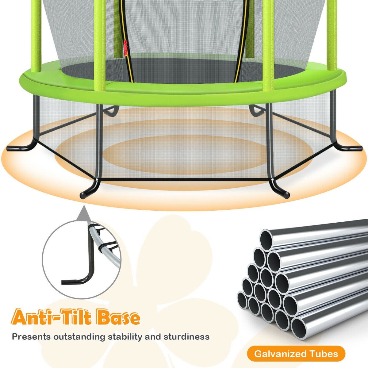 Boundless Joy: Green Mini Trampoline with Enclosure Net for Kids