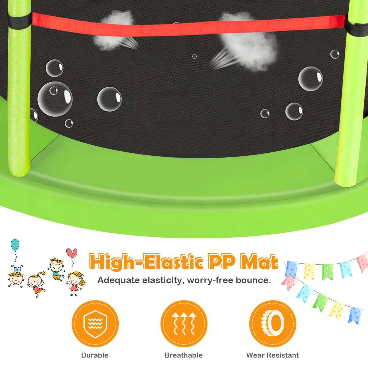 Fresh Green Mini Trampoline with Enclosure Net: Active Playtime