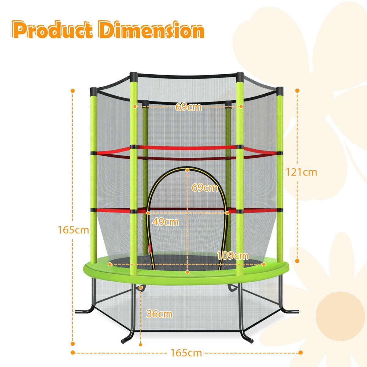 Safe Bouncing: Mini Trampoline with Enclosure Net for Playful Kids