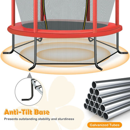 Boundless Joy: Red Mini Trampoline with Enclosure Net for Kids