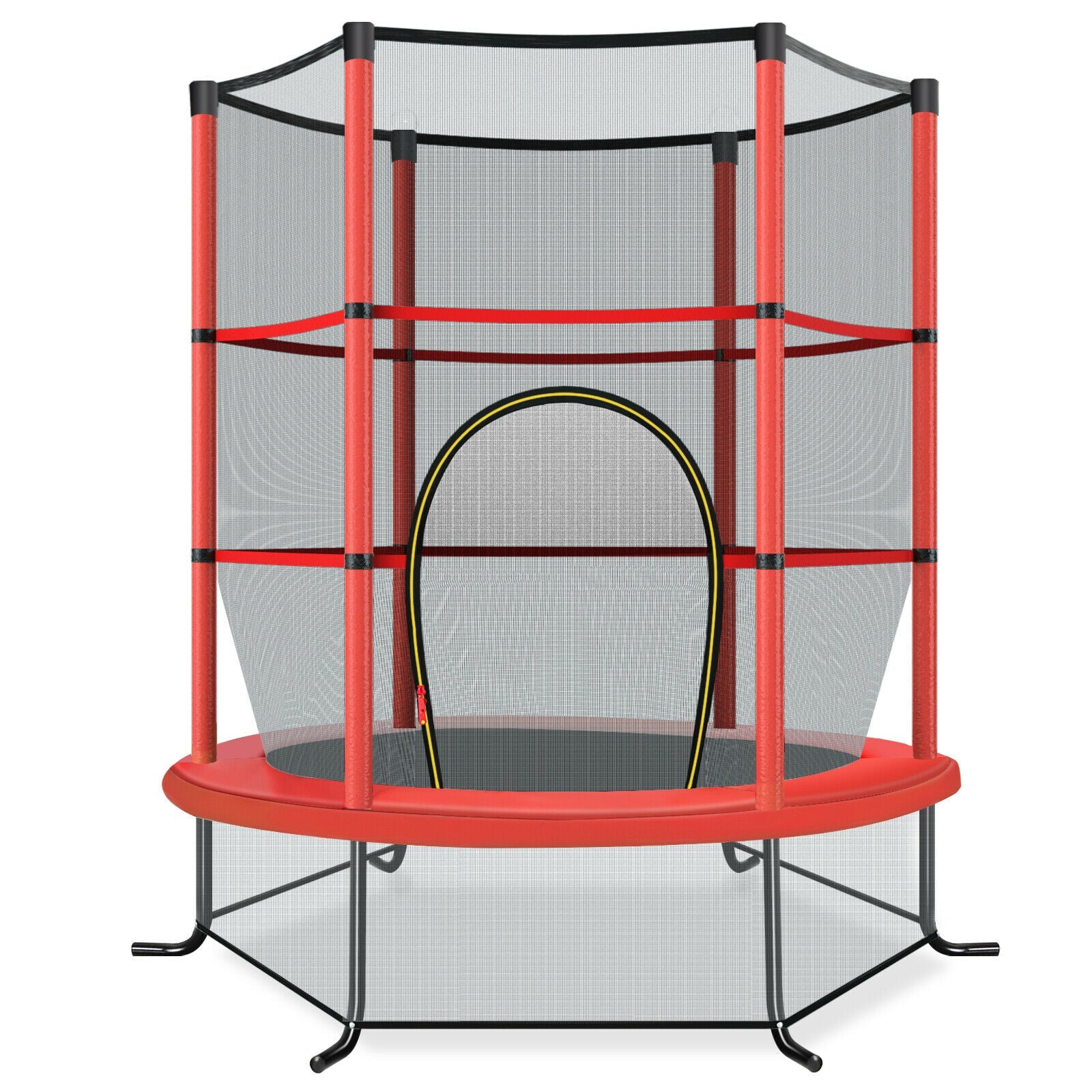 Active Fun: Red Mini Trampoline with Enclosure Net for Kids