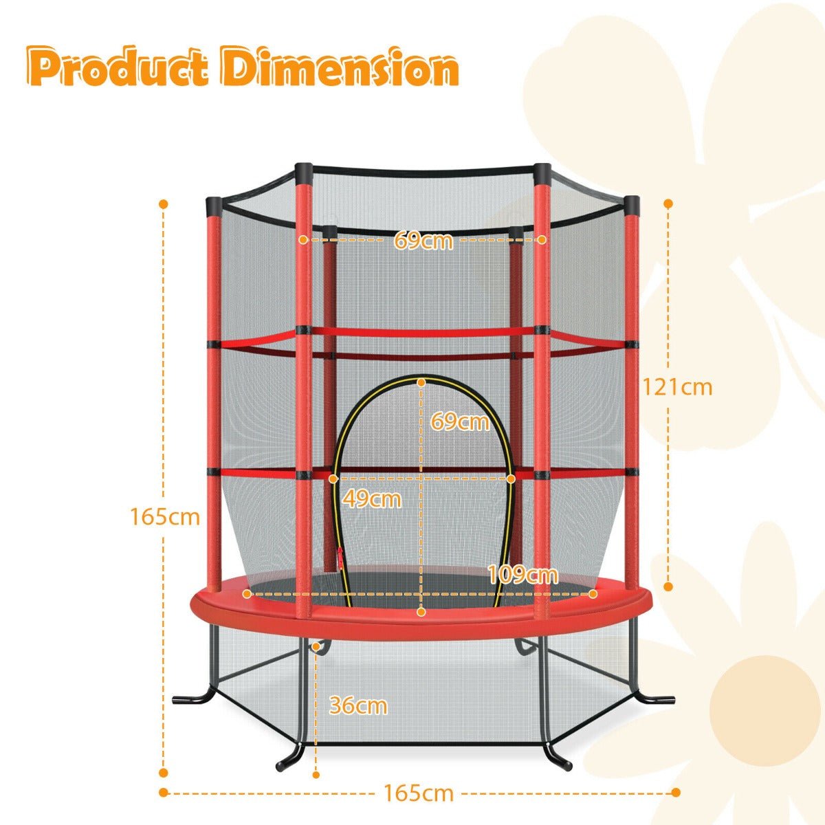Safe Bouncing: Mini Trampoline with Enclosure Net for Playful Kids