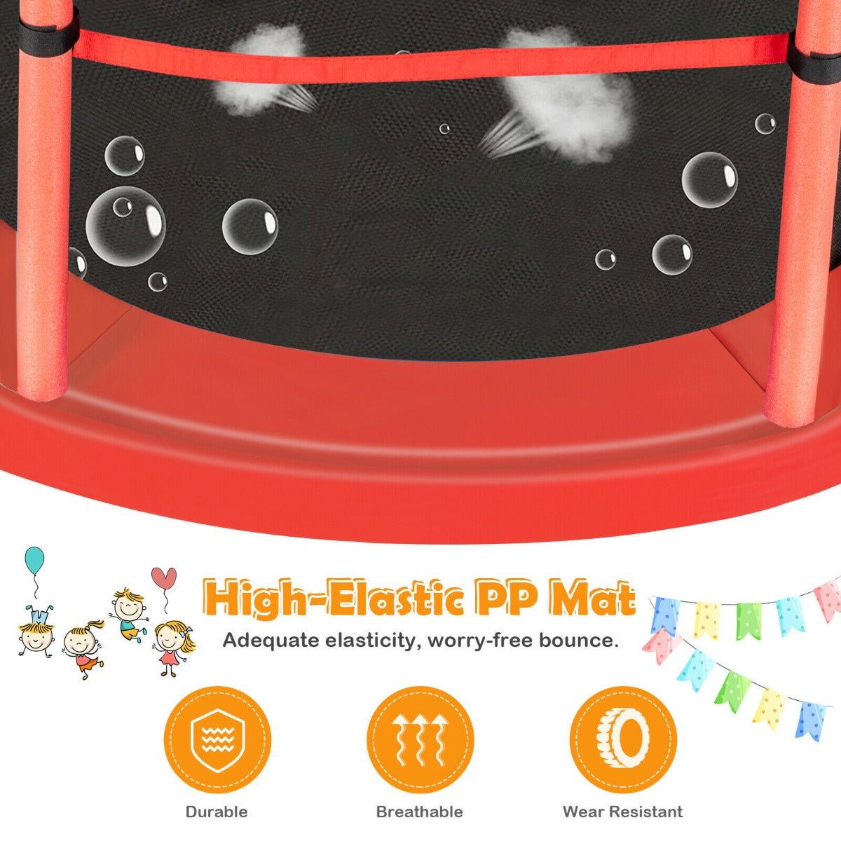 Vibrant Red Mini Trampoline with Enclosure Net: Active Playtime