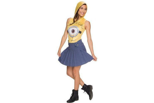 Despicable Me Minion face dress costume for adults, perfect for playful kids Halloween fun.