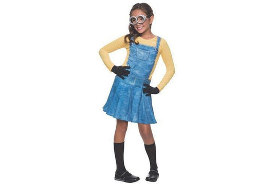 Girls Minion Costume with Goggles for playtime fun, inspired by Despicable Me characters.