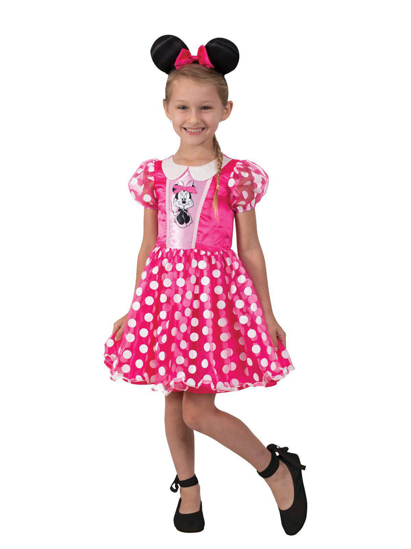 Front view Minnie Mouse Pink Deluxe Costume Kids