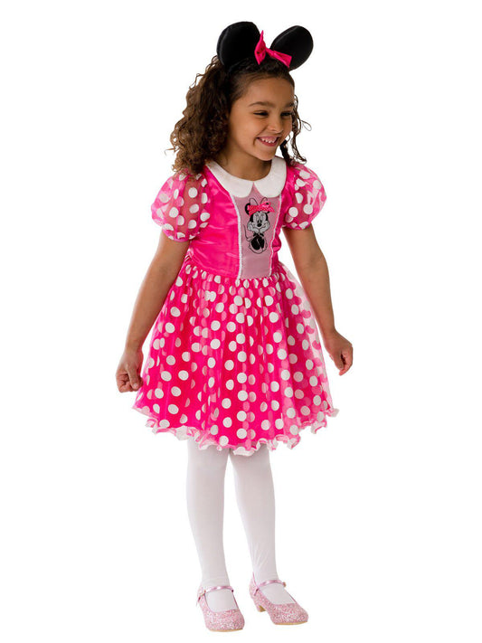 Minnie Mouse pink dress costume with ears for kids - fun Disney outfit for playtime.