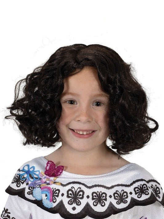 Mirabel Encanto Disney Child Wig in black curly hair for imaginative play at home.