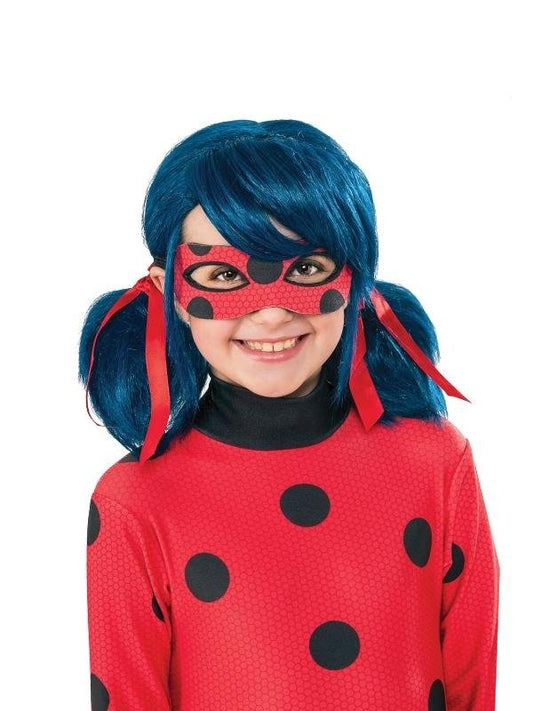 Miraculous Ladybug official blue pigtail wig for kids costumes, perfect for imaginative play.