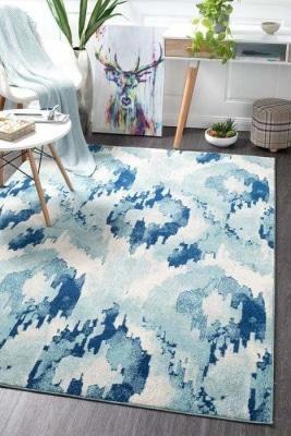MODERN Mirage Lesley Whimsical Blue Floor Rug