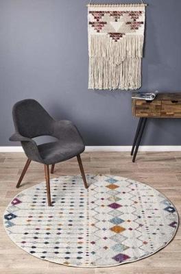 MODERN Mirage Peggy Tribal Morrocan Style Multi Round Floor Rug