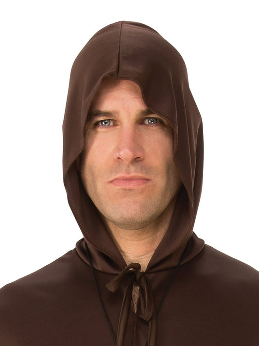 Adult brown monk robe costume with cross necklace for unique kids dress-up fun.