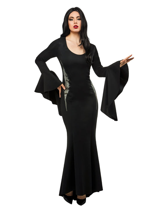 Official Wednesday Addams costume for adults, perfect for eerie Halloween fun at home.