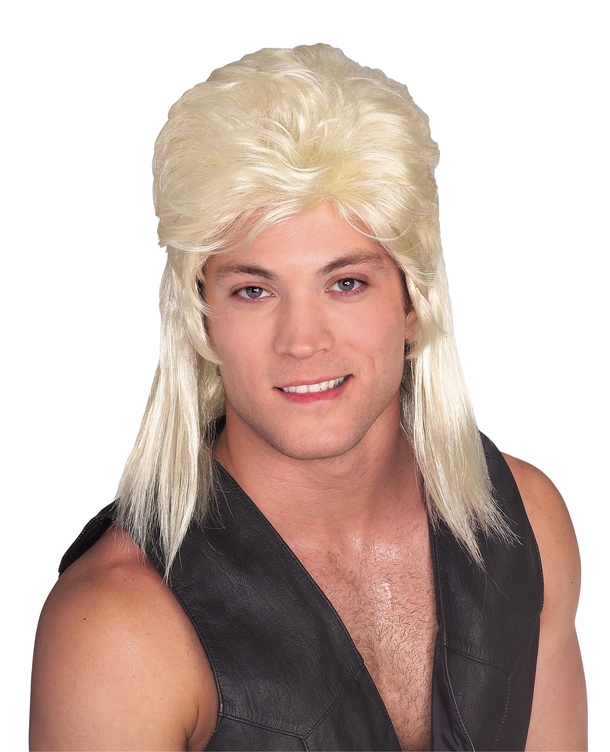 Blonde mullet wig for adults, ideal party costume accessory, fun and quirky hairpiece.