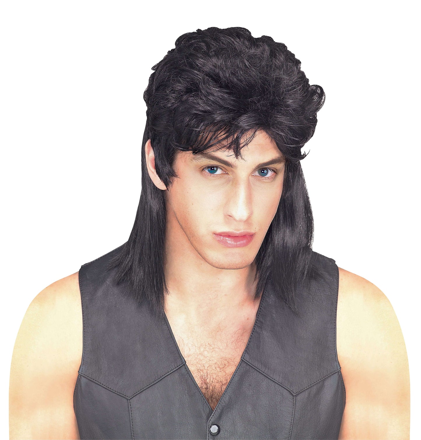 Black Mullet Wig for Adults, perfect for parties and costume events, a fun accessory.