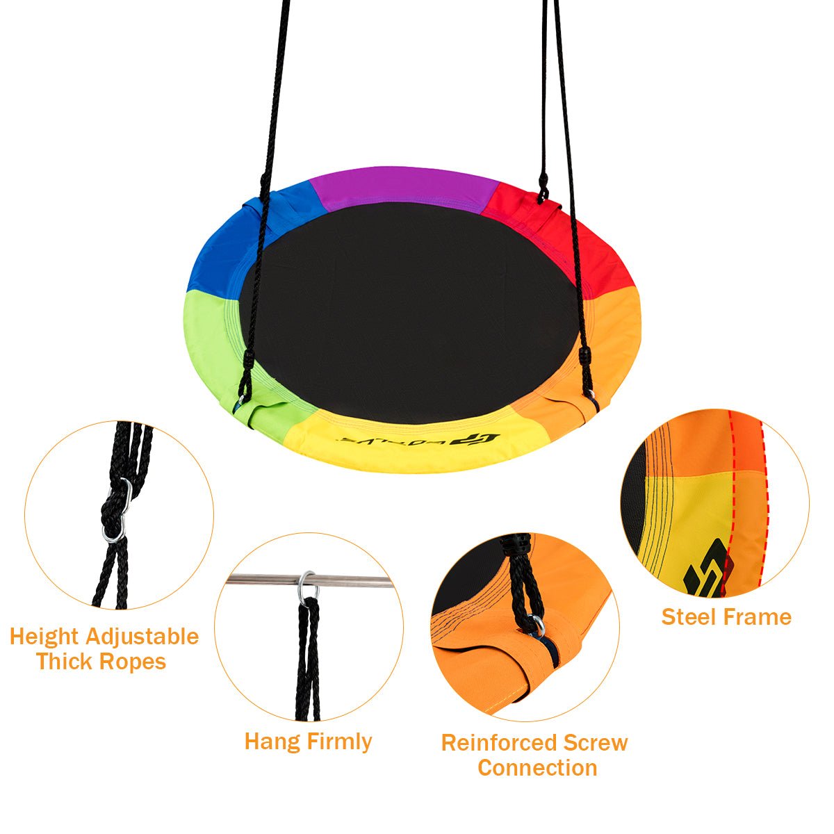 Colorful, durable tree swing for kids with 300kg capacity, adds thrill to backyard play.