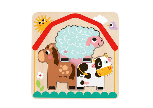 Colorful, educational farm animal puzzle with multiple layers for engaging childrens learning at home.