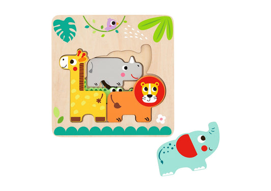 Colorful jungle animal puzzle with multiple layers for interactive learning and fun at home.