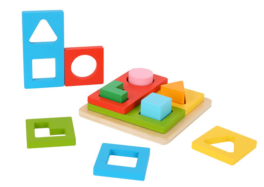 Colorful multi-shape sorter for kids home play, promotes cognitive skills and hand-eye coordination.