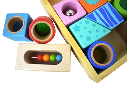 Multifunction blocks for sensory play with textures and sounds, ideal for creative kids at home