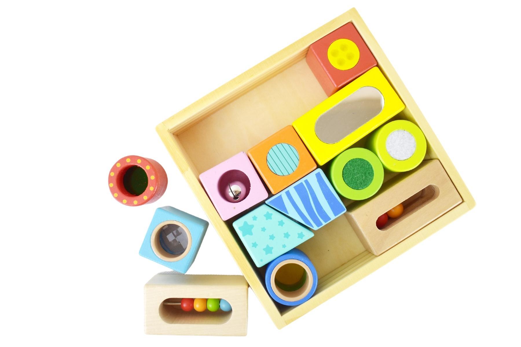 Kids sensory blocks with texture and sound for interactive play at home