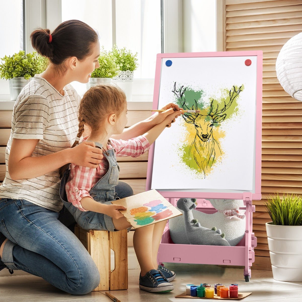 Pink Kids Art Easel with Storage - Encourage Creativity and Organization