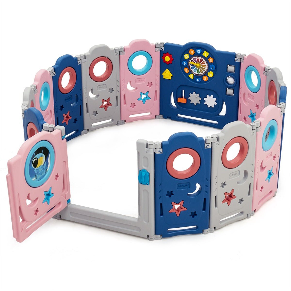 Baby Play Area with Door Lock and Adjustable Features