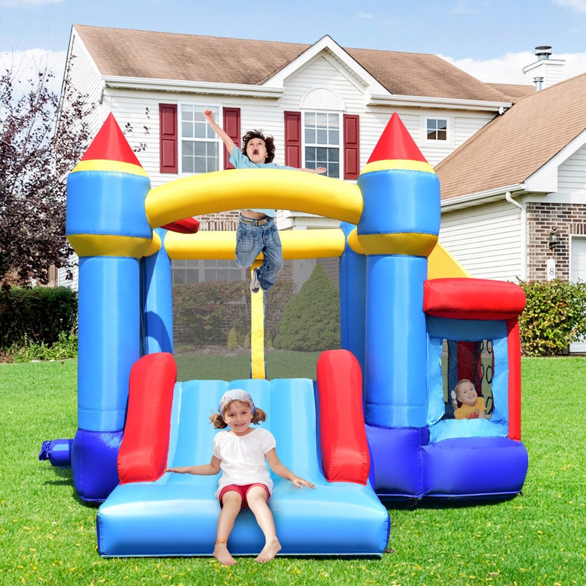Backyard Excitement: Inflatable Bounce House with Slide (Blower Included)