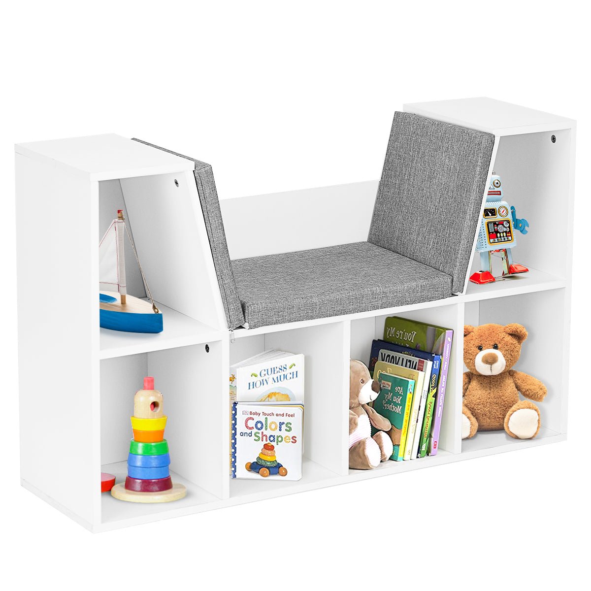 Children's Wood Toy Organizer - 5 Cubbies & Drawers, Smart Storage