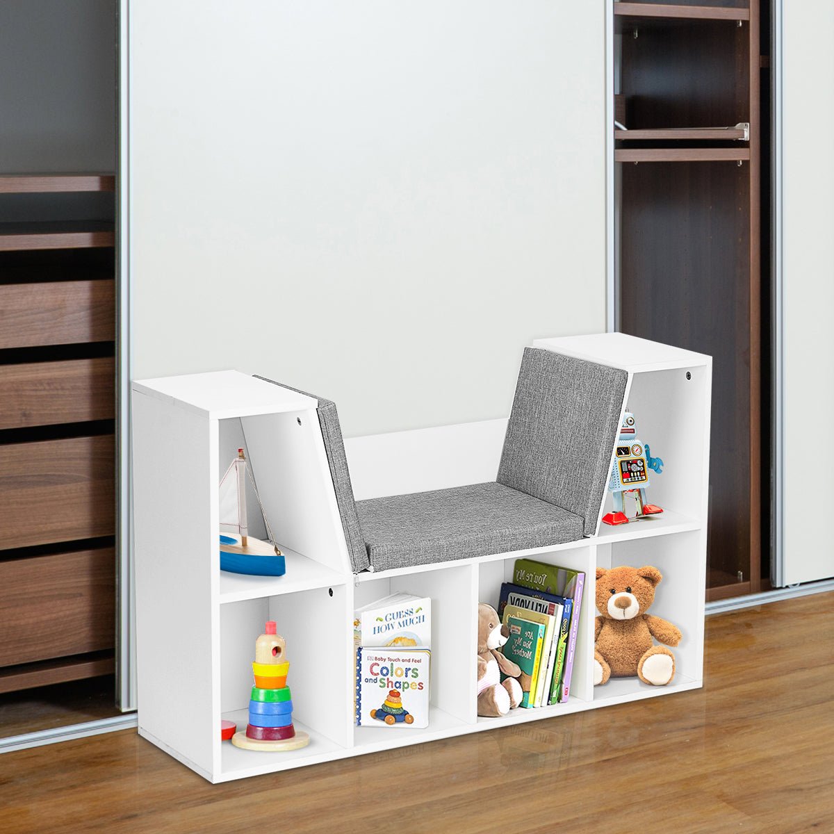 Kid's Wood Toy Cubbies - Storage Organizer with 5 Drawers, Smart Solution