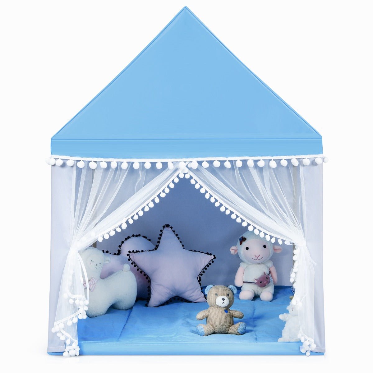 Create Memories: Kids Playhouse Castle with Wood Frame & Cotton Mat in Blue
