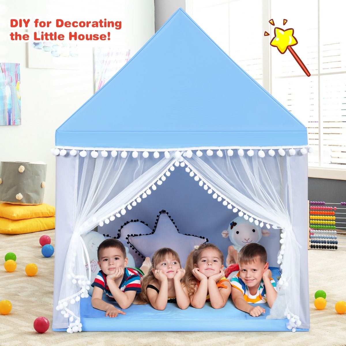 Explore and Play: Multipurpose Kids Castle Playhouse in Blue
