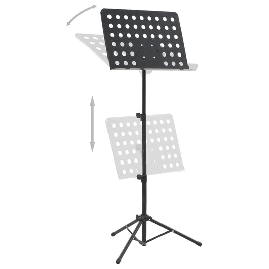 Black Steel Music Stand with Book Plate, perfect for holding sheet music for kids.